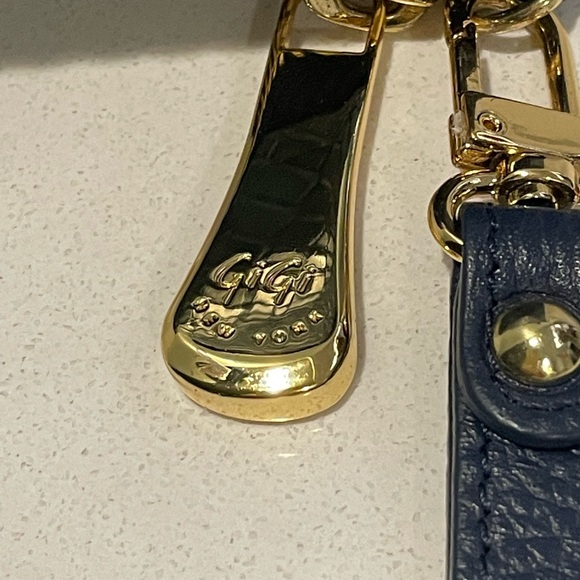 GiGi New York Embossed Python Zip Around Wristlet Wallet in Navy Blue - Picture 6 of 16